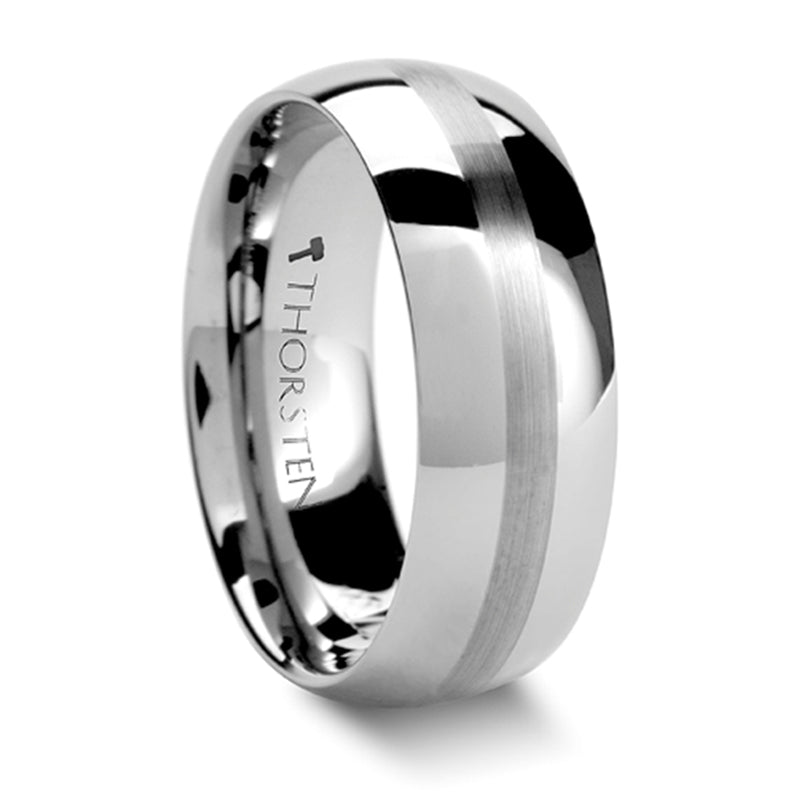 Thorsten Bellator Domed Tungsten Carbide Ring with Brushed Stripe (4-10mm) W237-DSS