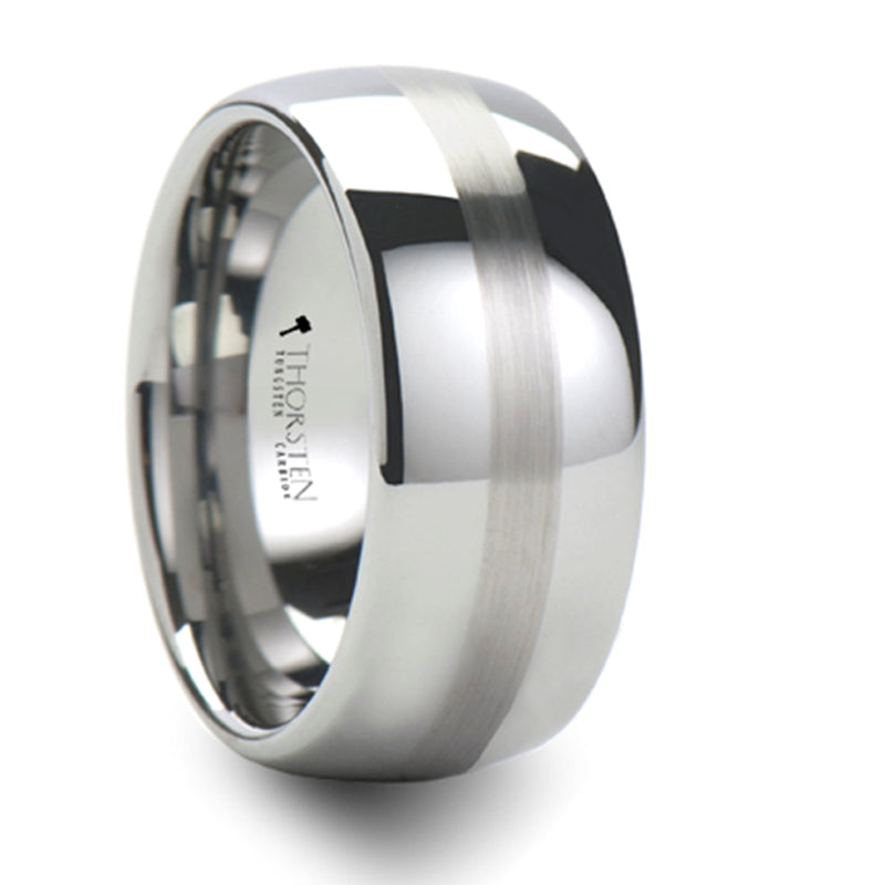 Thorsten Bellator Domed Tungsten Carbide Ring with Brushed Stripe (4-10mm) W237-DSS