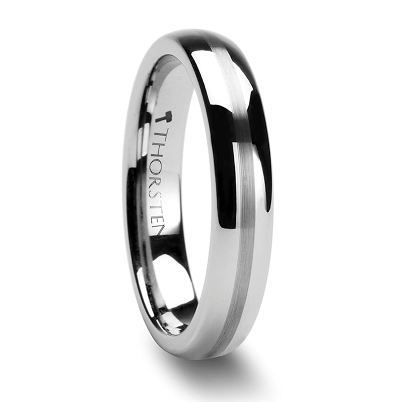 Thorsten Bellator Domed Tungsten Carbide Ring with Brushed Stripe (4-10mm) W237-DSS