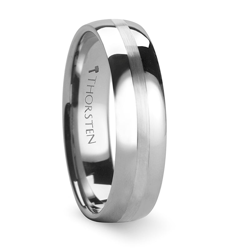 Thorsten Bellator Domed Tungsten Carbide Ring with Brushed Stripe (4-10mm) W237-DSS