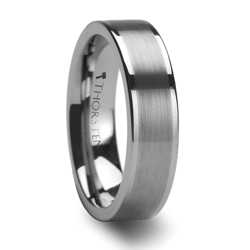 Thorsten Aires Pipe Cut Brush Center Tungsten Carbide Ring (4-10mm) W247-FBC