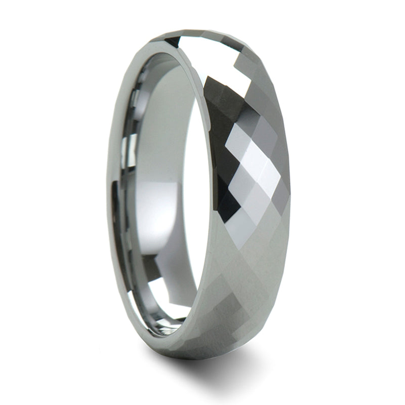 Thorsten Millennium Tungsten Carbide Ring w/ Diamond Facets (4-10mm) W272-DFW