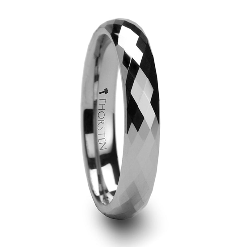 Thorsten Millennium Tungsten Carbide Ring w/ Diamond Facets (4-10mm) W272-DFW