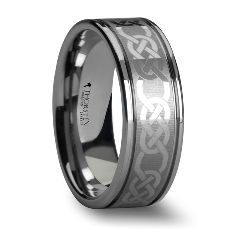 Thorsten Palatine Tungsten Carbide Ring with Celtic Pattern (6-10mm) W278-LE1