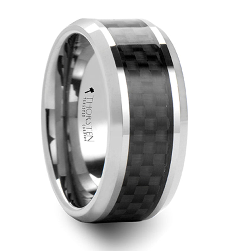 Thorsten Maximus Tungsten Carbide Wedding Ring w/ Black Carbon Fiber Inlay (4-10mm) W281-BCFT