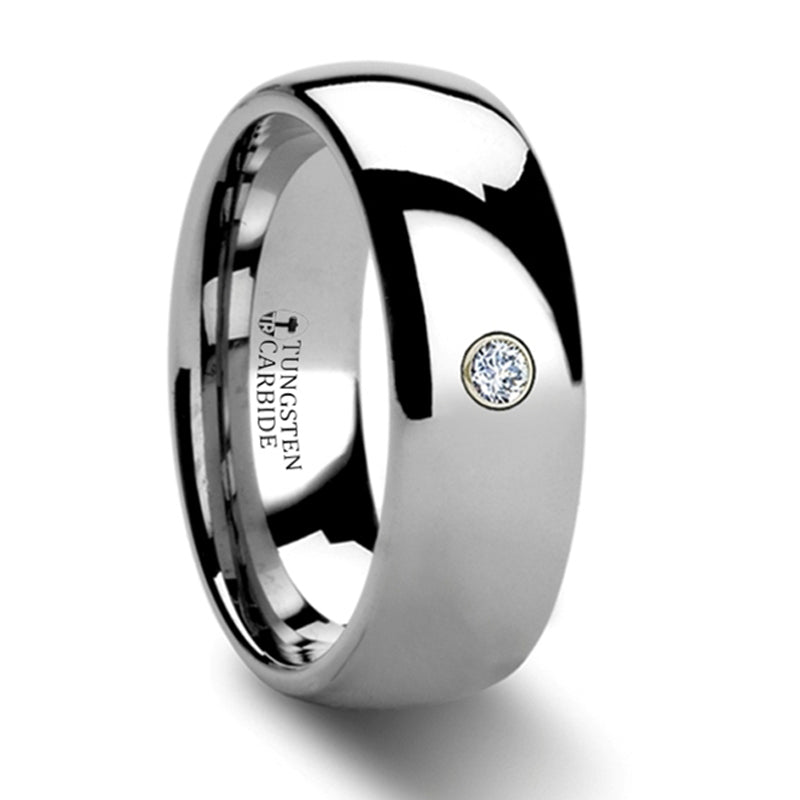 Thorsten Berkshire Domed Tungsten Ring w/ Diamond (8mm) W311-DDTR