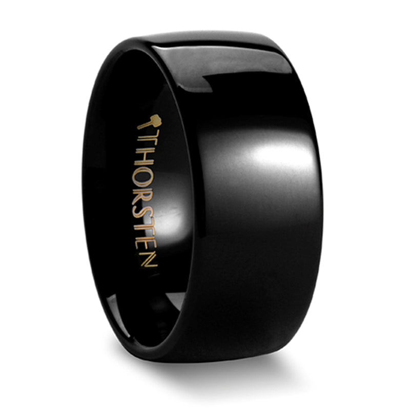 Thorsten Raven Rounded Black Tungsten Carbide Ring (4-10mm) W336-DPBT