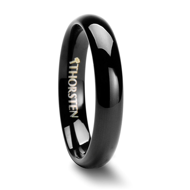 Thorsten Raven Rounded Black Tungsten Carbide Ring (4-10mm) W336-DPBT