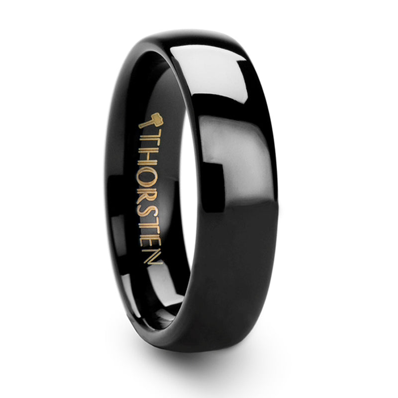 Thorsten Raven Rounded Black Tungsten Carbide Ring (4-10mm) W336-DPBT