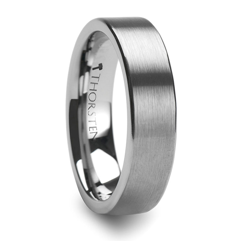 Thorsten Mercury Pipe Cut Brush Finish Tungsten Carbide Ring (4-10mm) W342-FBF