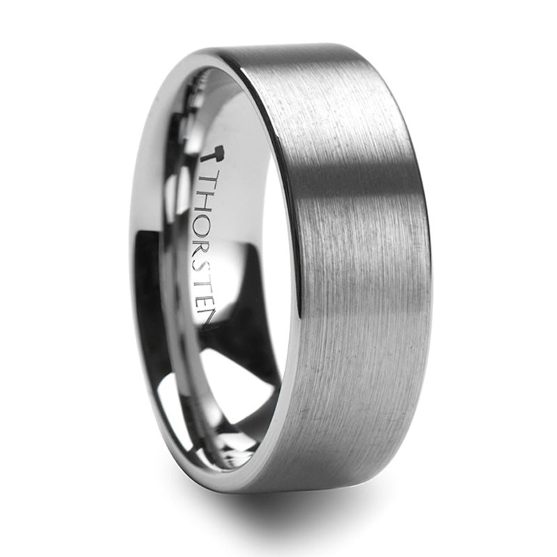 Thorsten Mercury Pipe Cut Brush Finish Tungsten Carbide Ring (4-10mm) W342-FBF
