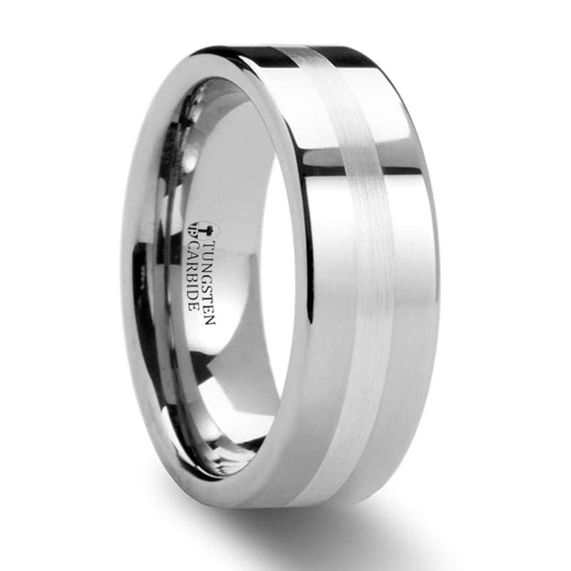 Thorsten Letholdus Flat Tungsten Carbide Ring w/ Palladium Inlaid (8mm) W385-FPDH