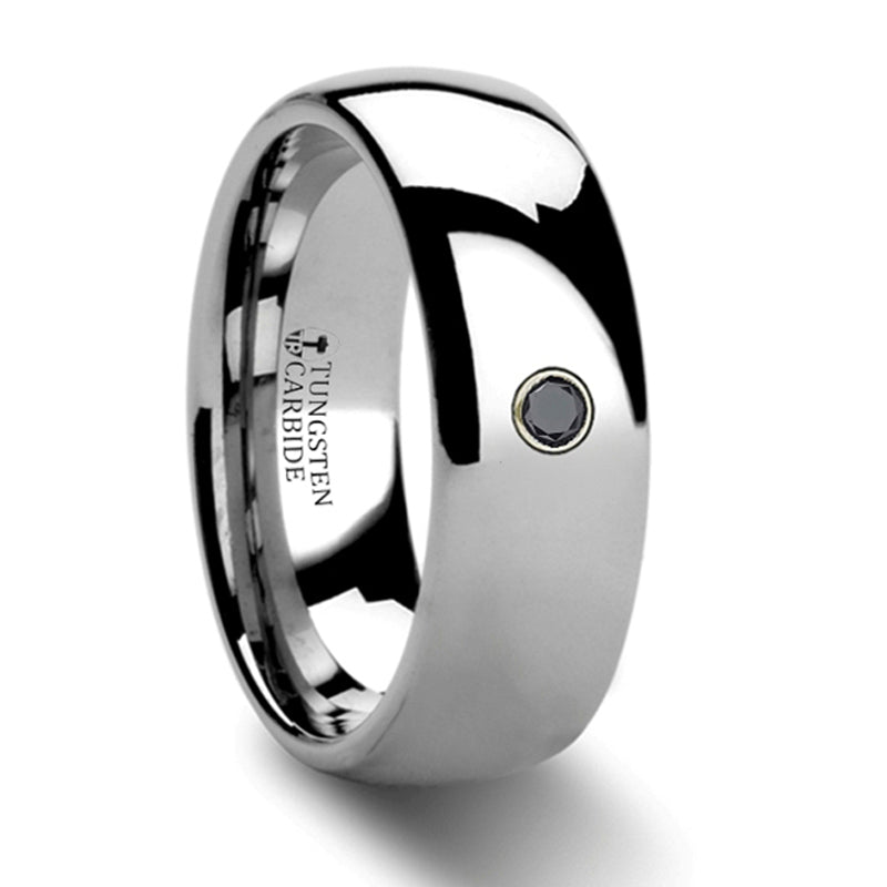 Thorsten Brisbane Domed Black Diamond Tungsten Carbide Ring (8mm) W388-DPDH