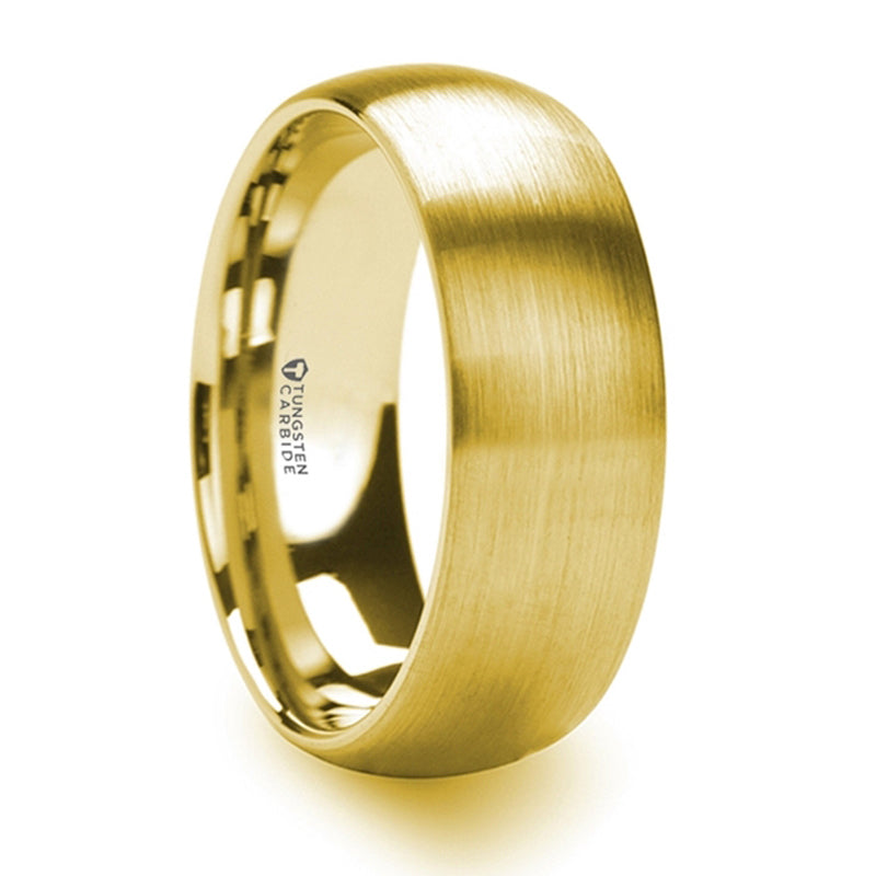 Thorsten Miller Gold Plated Tungsten Domed Ring w/ Brushed Finish (8mm) W5970-GPBD