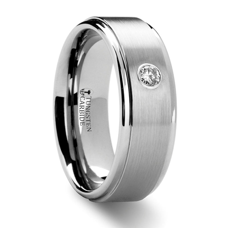 Thorsten Brighton Tungsten Carbide Ring w/ Diamond (8mm) W8128-RSDB