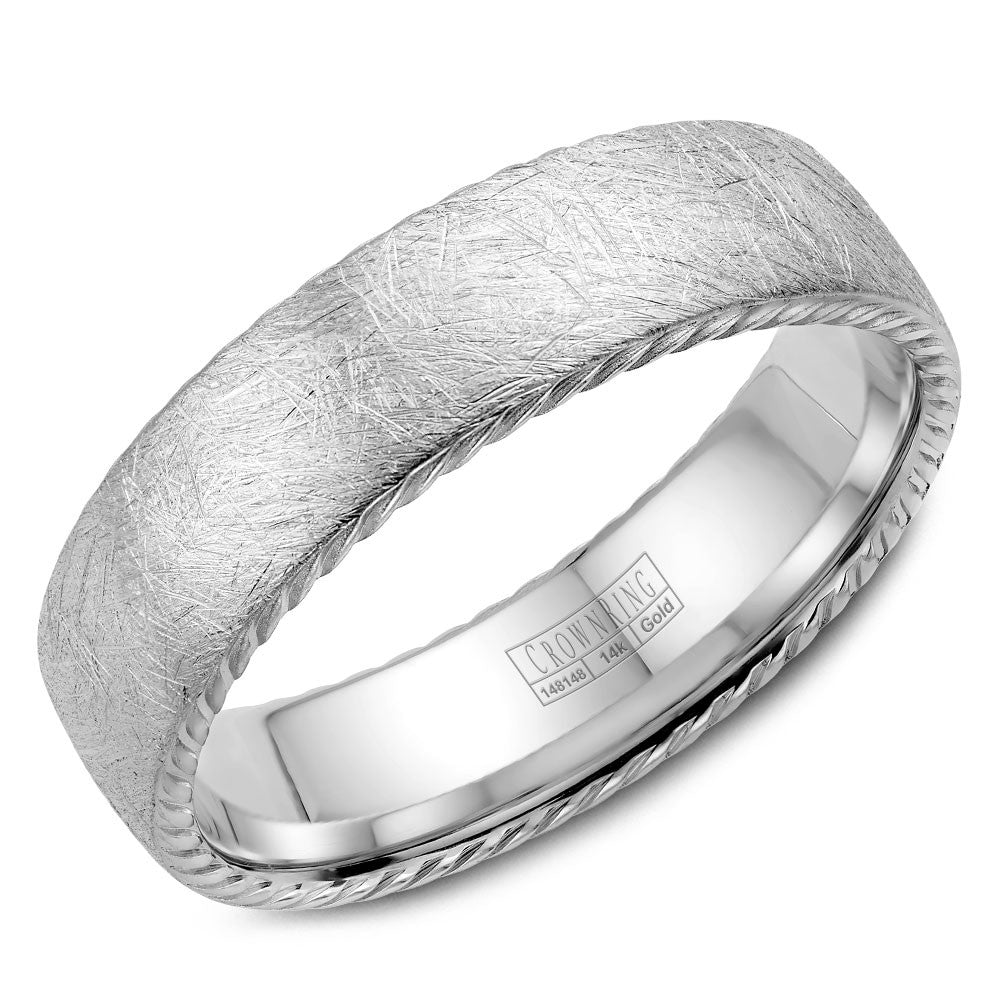 CrownRing 6MM Wedding Band with Textured Finish &amp; Rope Detailing WB-006R6W