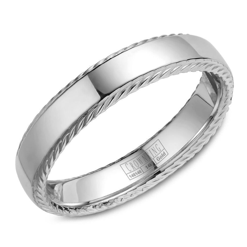CrownRing 5MM Wedding Band with Polished Center &amp; Rope Detailing WB-007R5W