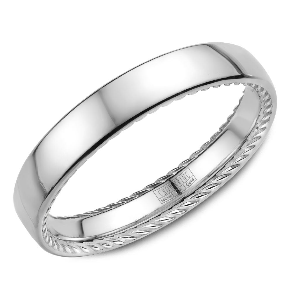 CrownRing 3.5MM Wedding Band with Polished Center & Rope Detailing WB-012R35W