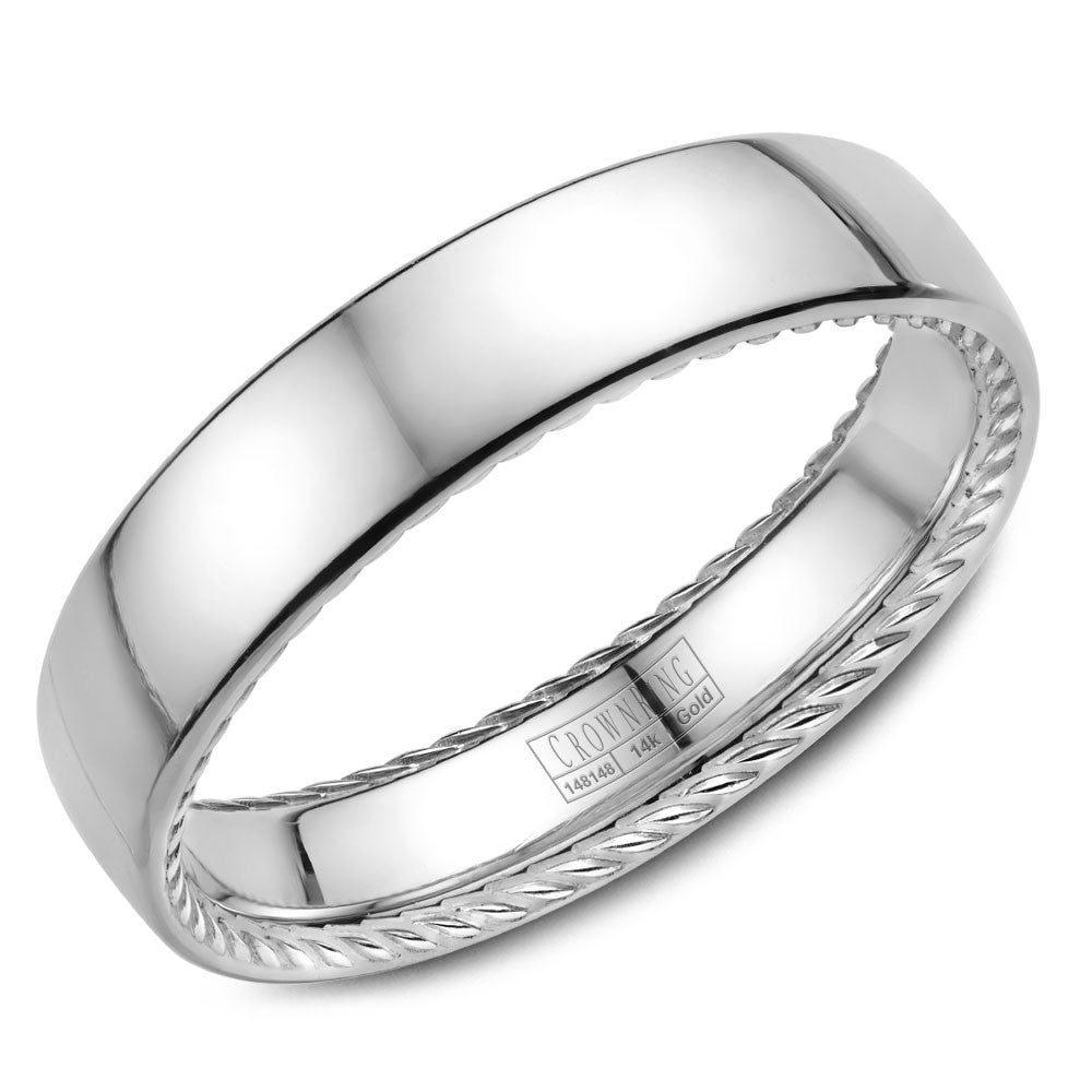 CrownRing 5MM Wedding Band with Brushed Center &amp; Rope Detailing WB-012R5WSP