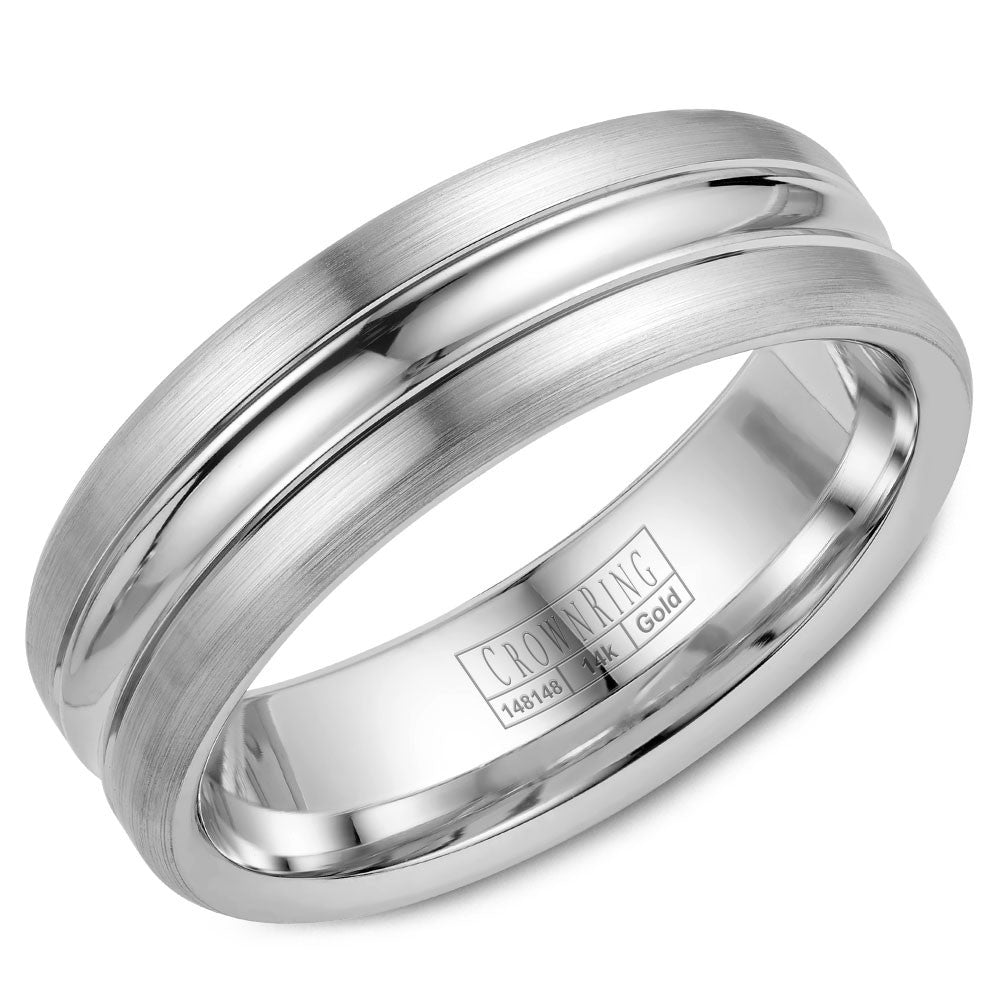 CrownRing 7MM Wedding Band with Polished Center WB-023C7W
