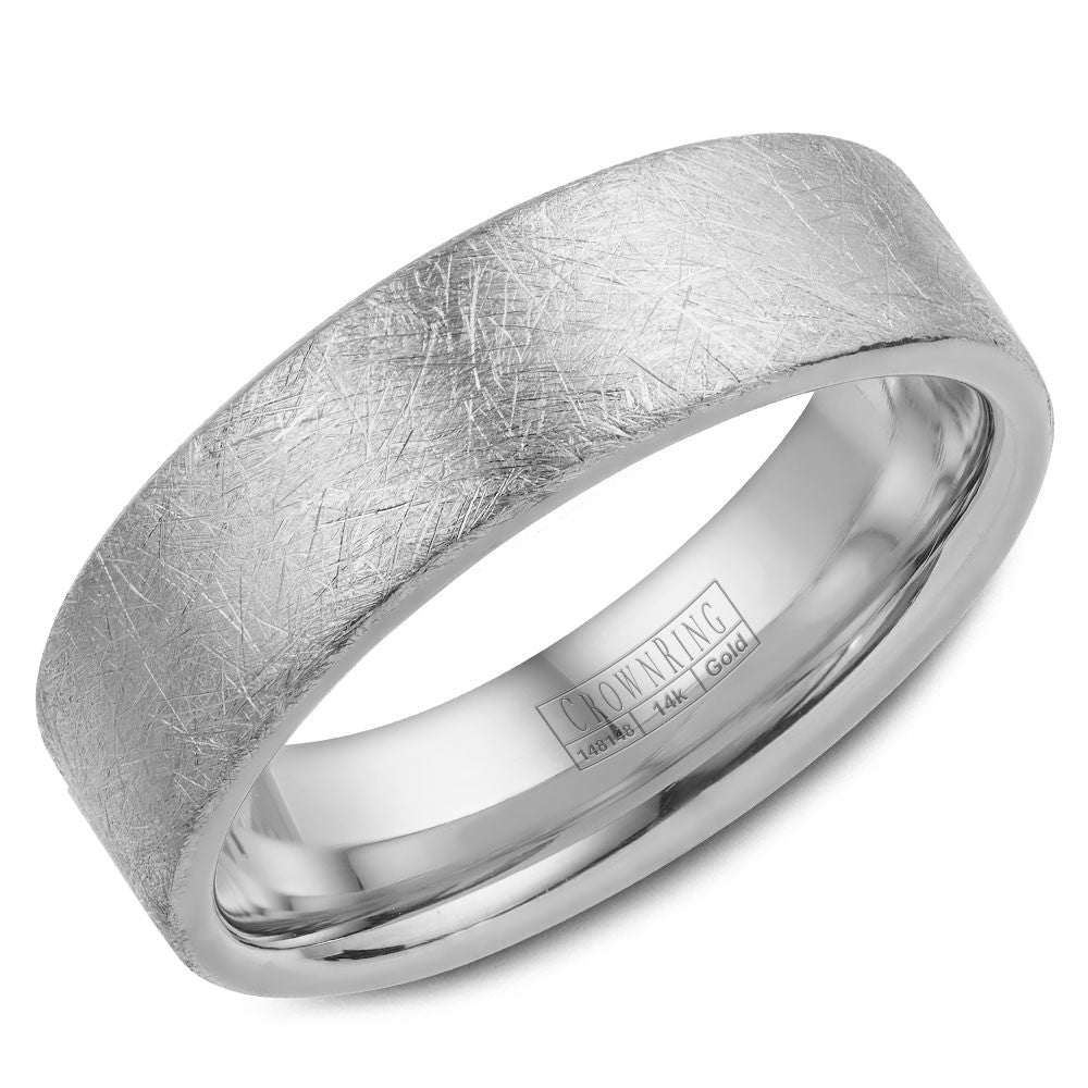 CrownRing 6MM Wedding Band with Diamond Brushed Center WB-025C6W