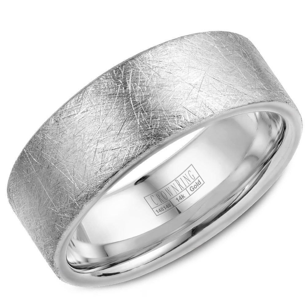 CrownRing 8MM Wedding Band with Diamond Brushed Center WB-025C8W