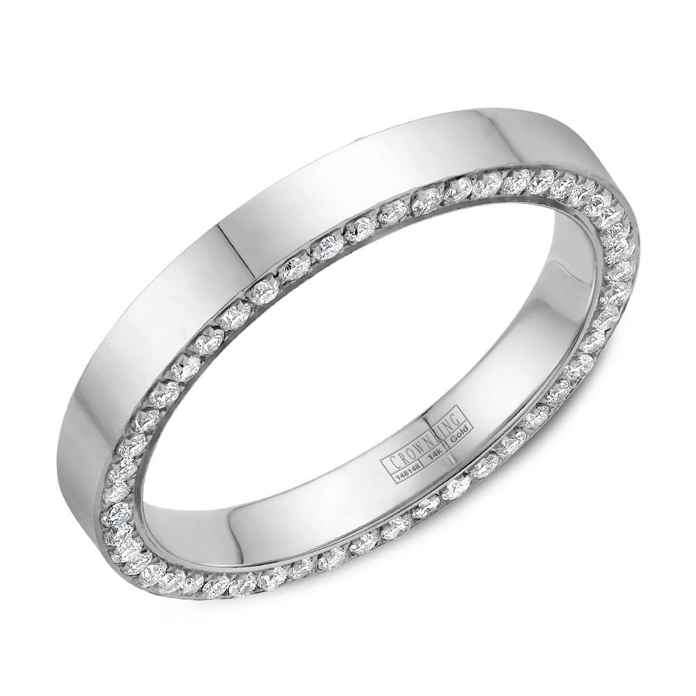 CrownRing 3MM Eternity Edge Set Diamond Wedding Band with Polished Finish WB-033D3W
