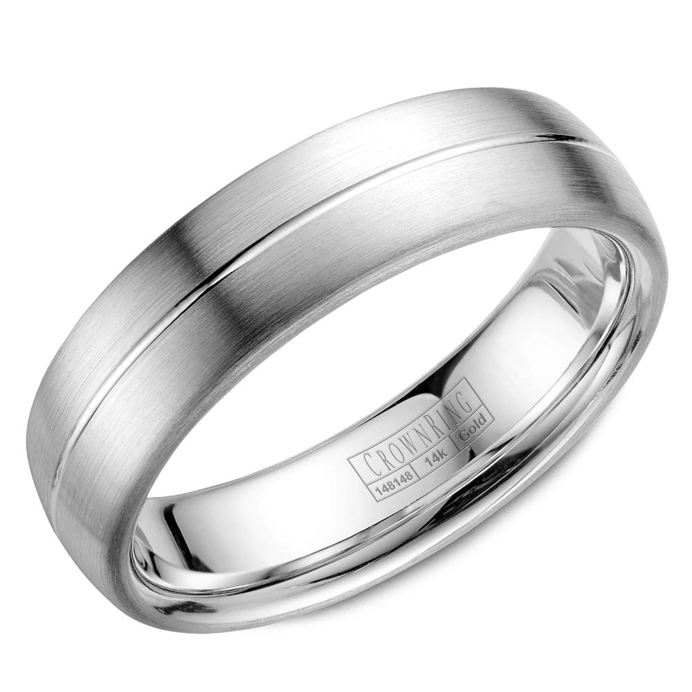 CrownRing 6MM Wedding Band with Brushed Finish and Line Detailing WB-037C6W