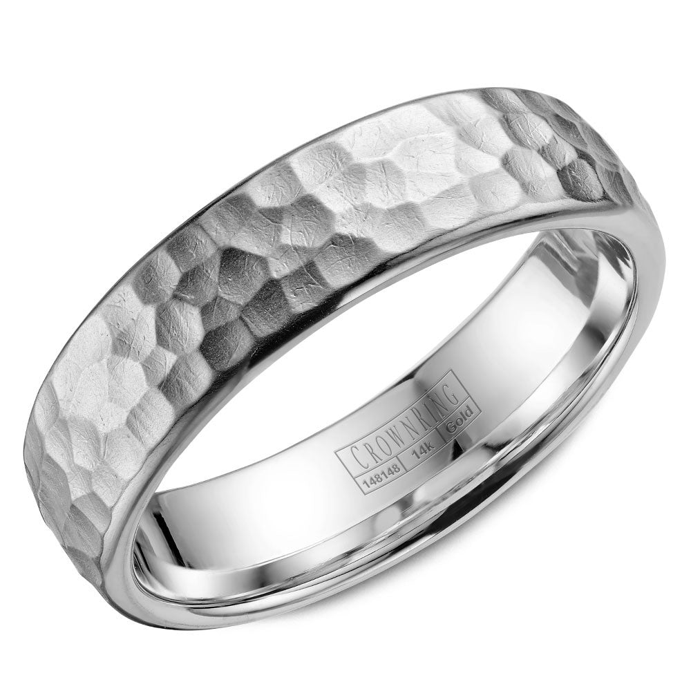 CrownRing 6MM Wedding Band with Hammered Finish WB-038C6W