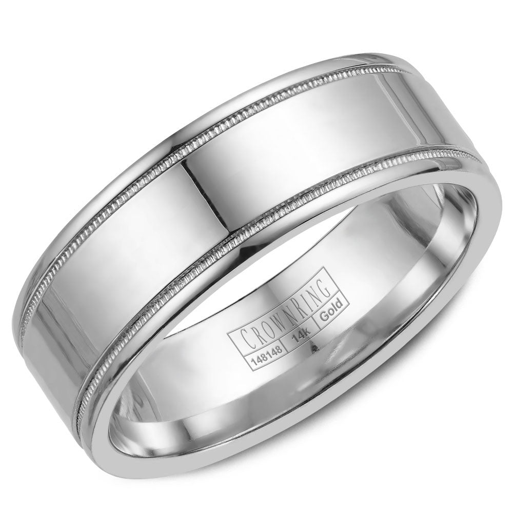 CrownRing 8MM Wedding Band with Milgrain Detailing WB-6815