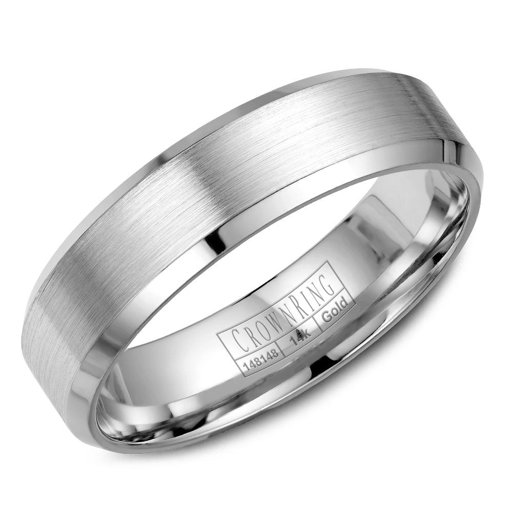 CrownRing 6MM Wedding Band with Brushed Center WB-7007