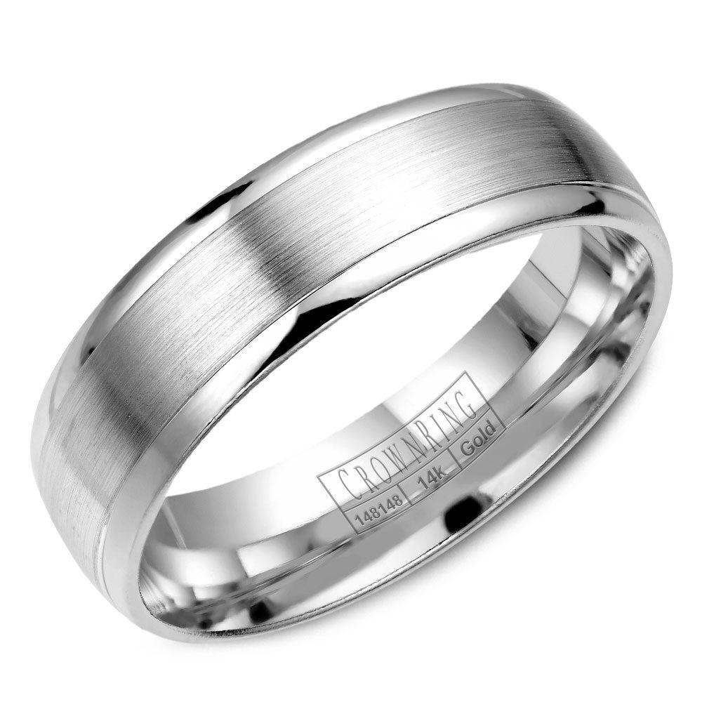 CrownRing 6MM Wedding Band with Brushed Center WB-7019