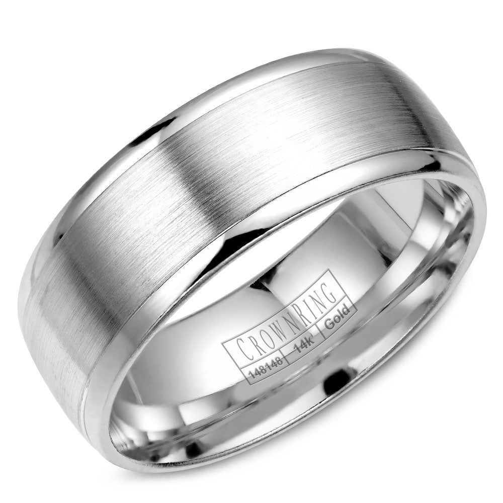 CrownRing 8MM Wedding Band with Brushed Center WB-7023