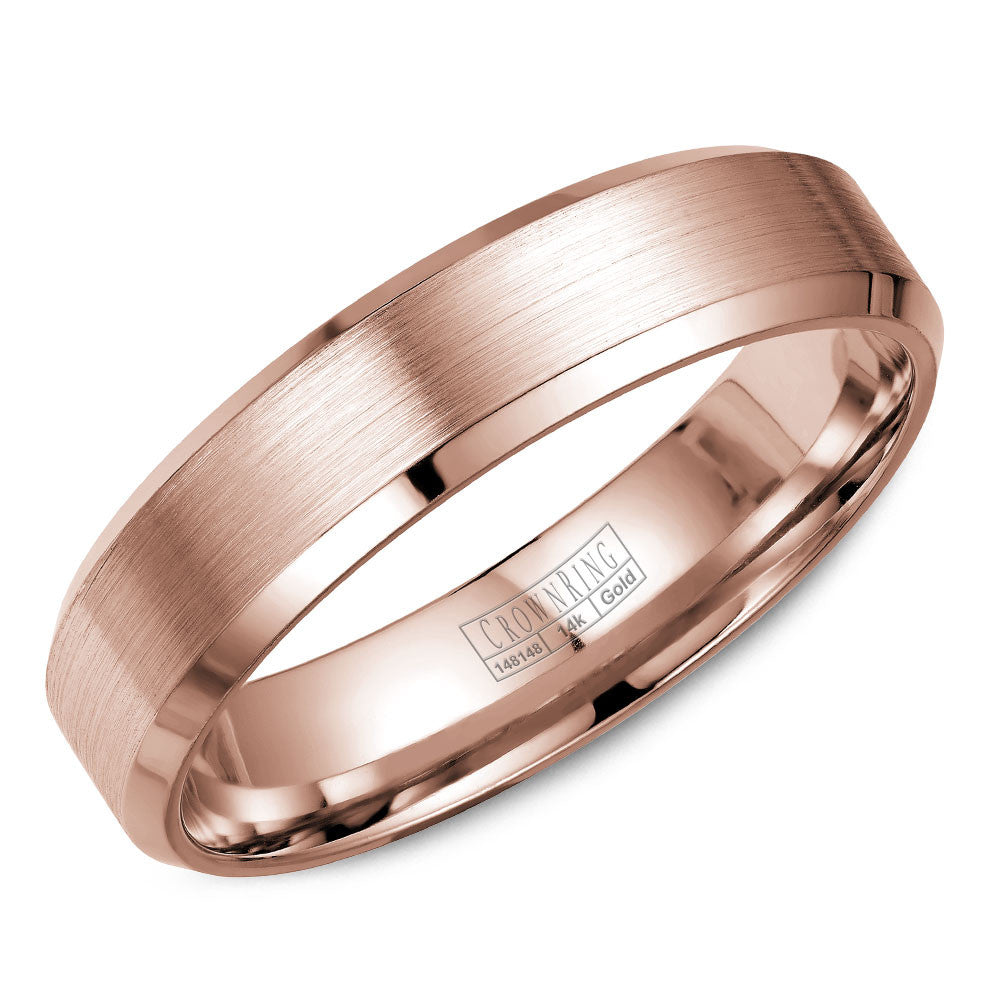 CrownRing 4MM Rose Gold Wedding Band with Brushed Center WB-7216R