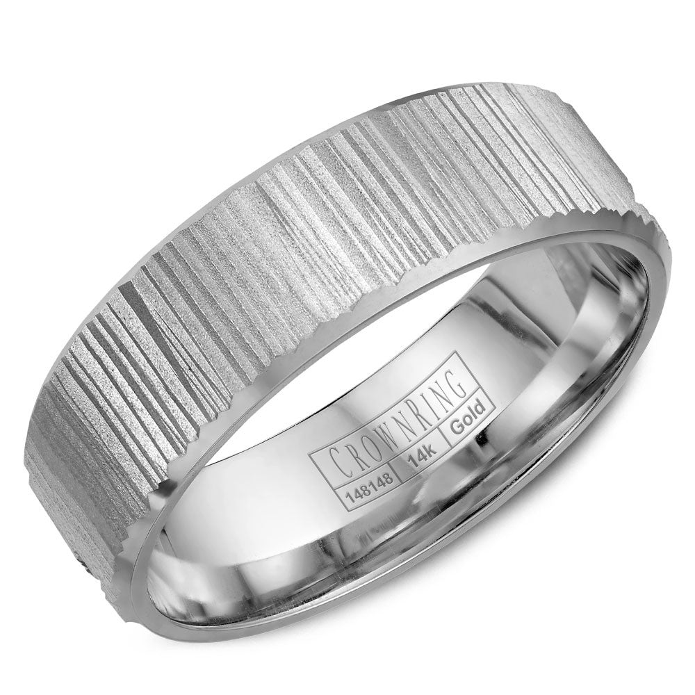 CrownRing 6MM Wedding Band with Bark Finish WB-7920