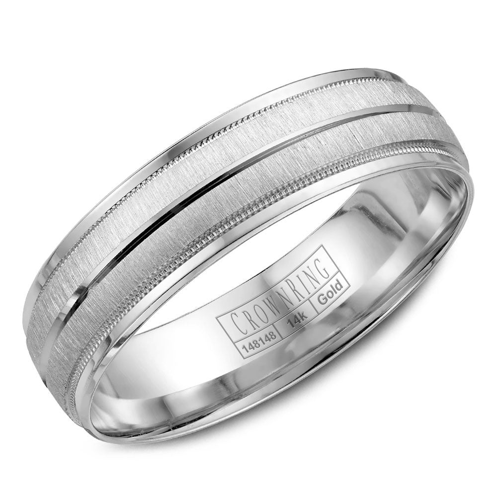CrownRing 6MM Wedding Band with Milgrain and Line Detailing WB-7933