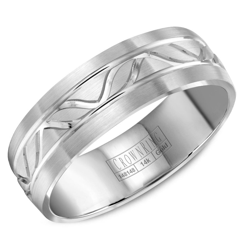 CrownRing 7MM Wedding Band with Line Details WB-8046
