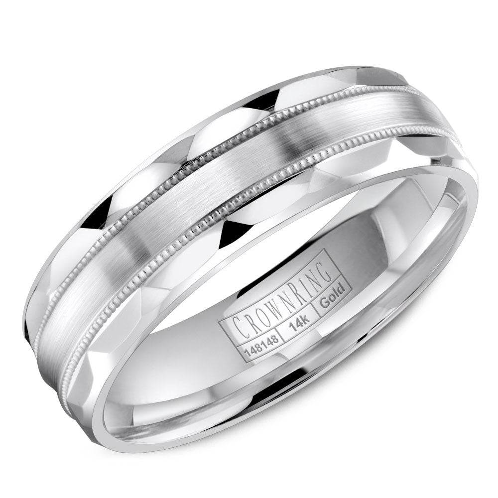 CrownRing 6MM Wedding Band with Brushed Center and Miligrain Detailing WB-8056