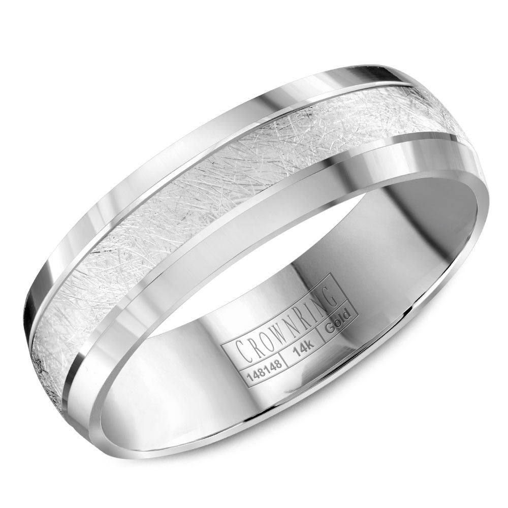 CrownRing 6MM Wedding Band with Textured Center WB-8064