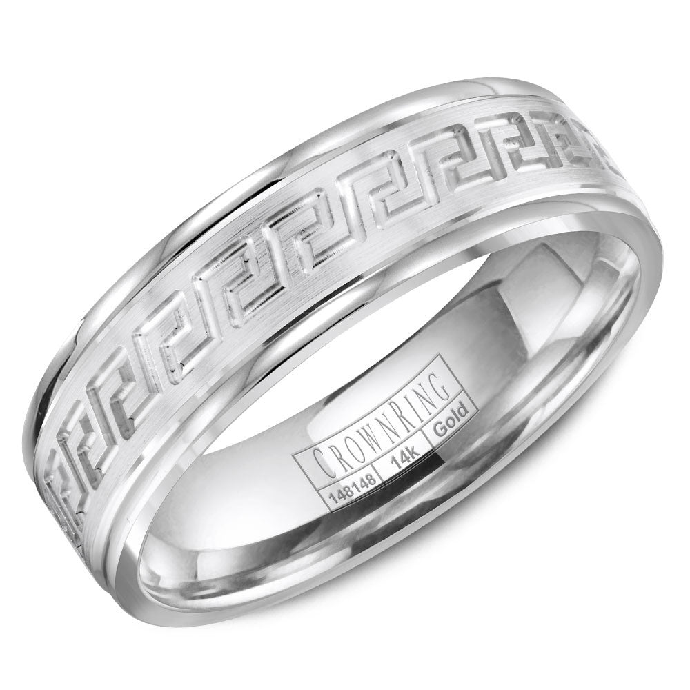 CrownRing 6MM Wedding Band with Textured Finish and Line Detailing WB-8068