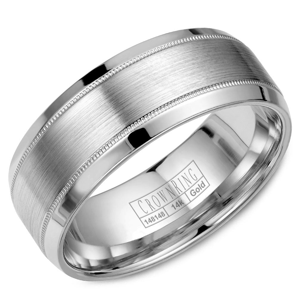 CrownRing 8MM Wedding Band with Brushed Center WB-8108