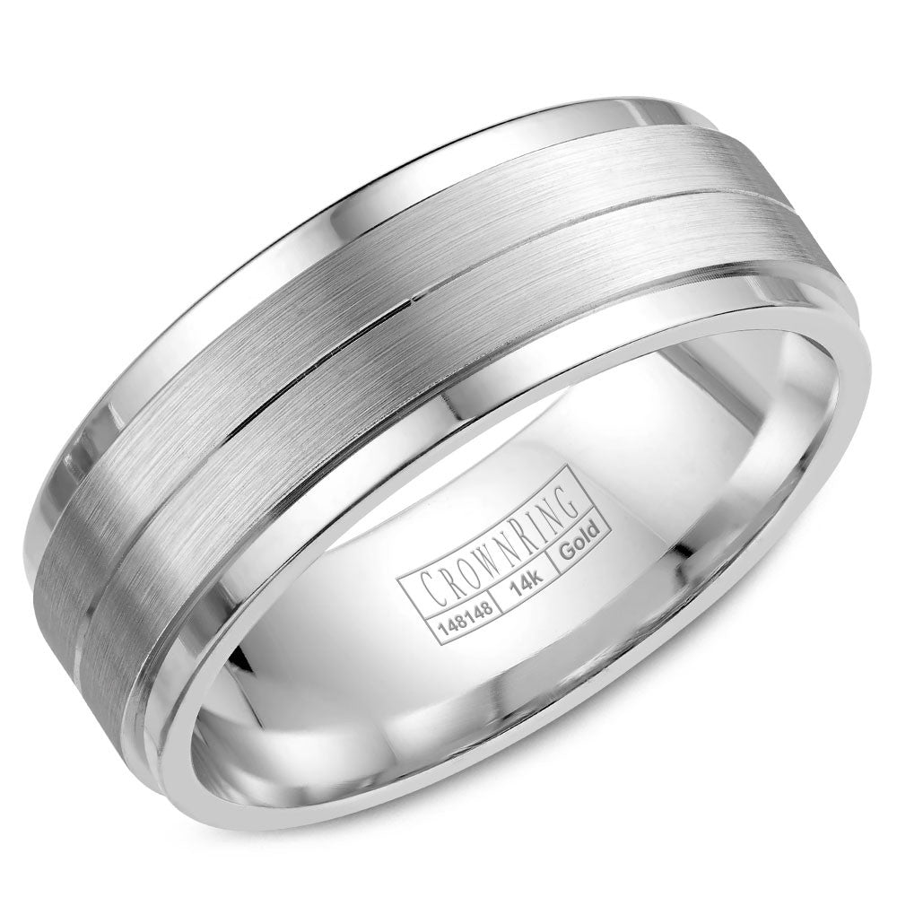 CrownRing 8MM Wedding Band with Brushed Center WB-8262SP