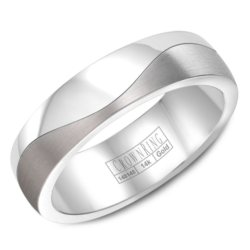 CrownRing 6MM Wedding Band with Brushed Wave Pattern WB-9003