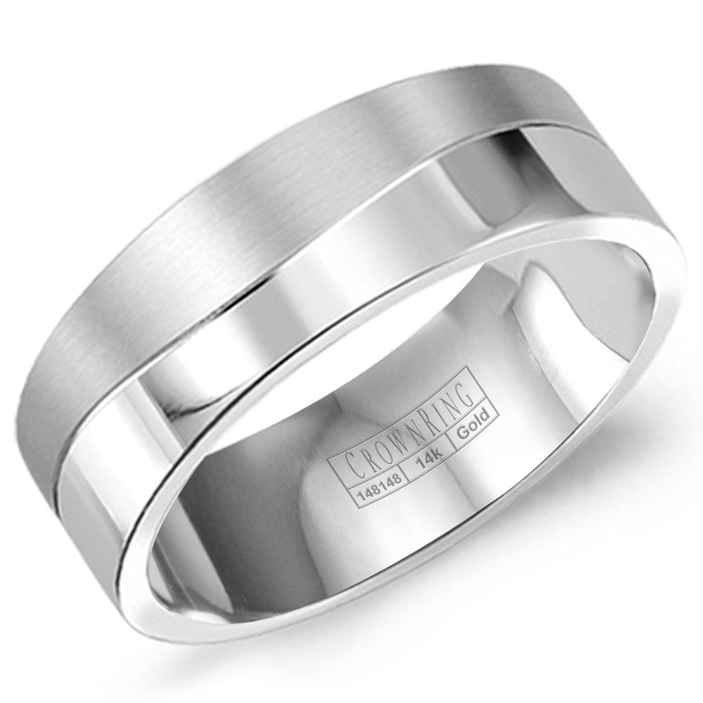 CrownRing 8MM Wedding Band with Brushed Wave Pattern WB-9019