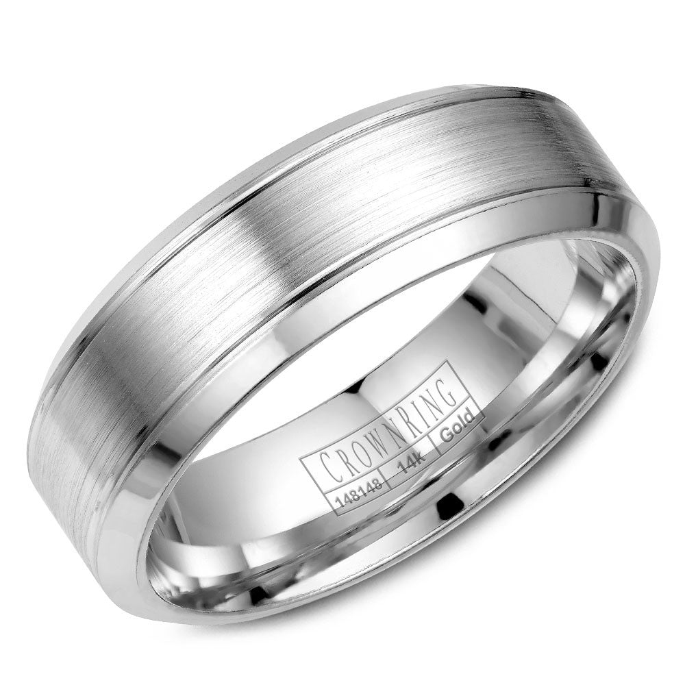 CrownRing 7MM Wedding Band with Brushed Center WB-9089