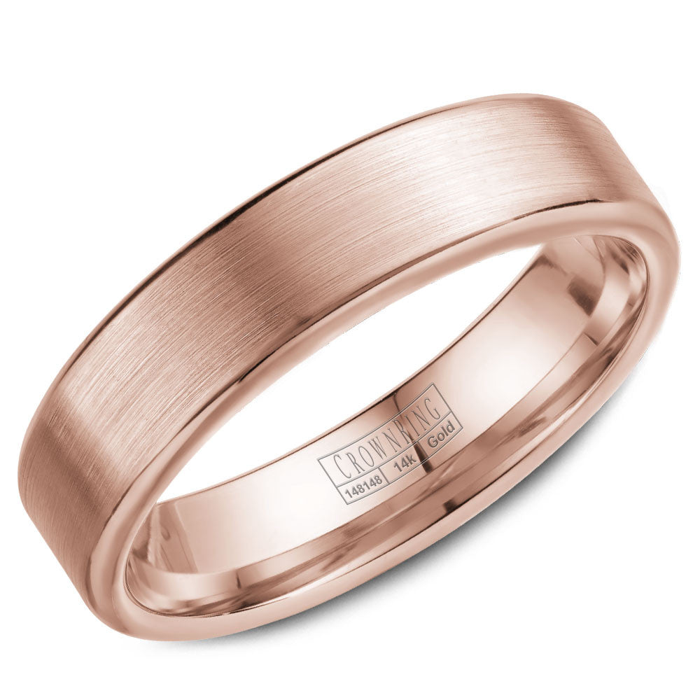 CrownRing 5.5MM Rose Gold Wedding Band with Brushed Center WB-9096R