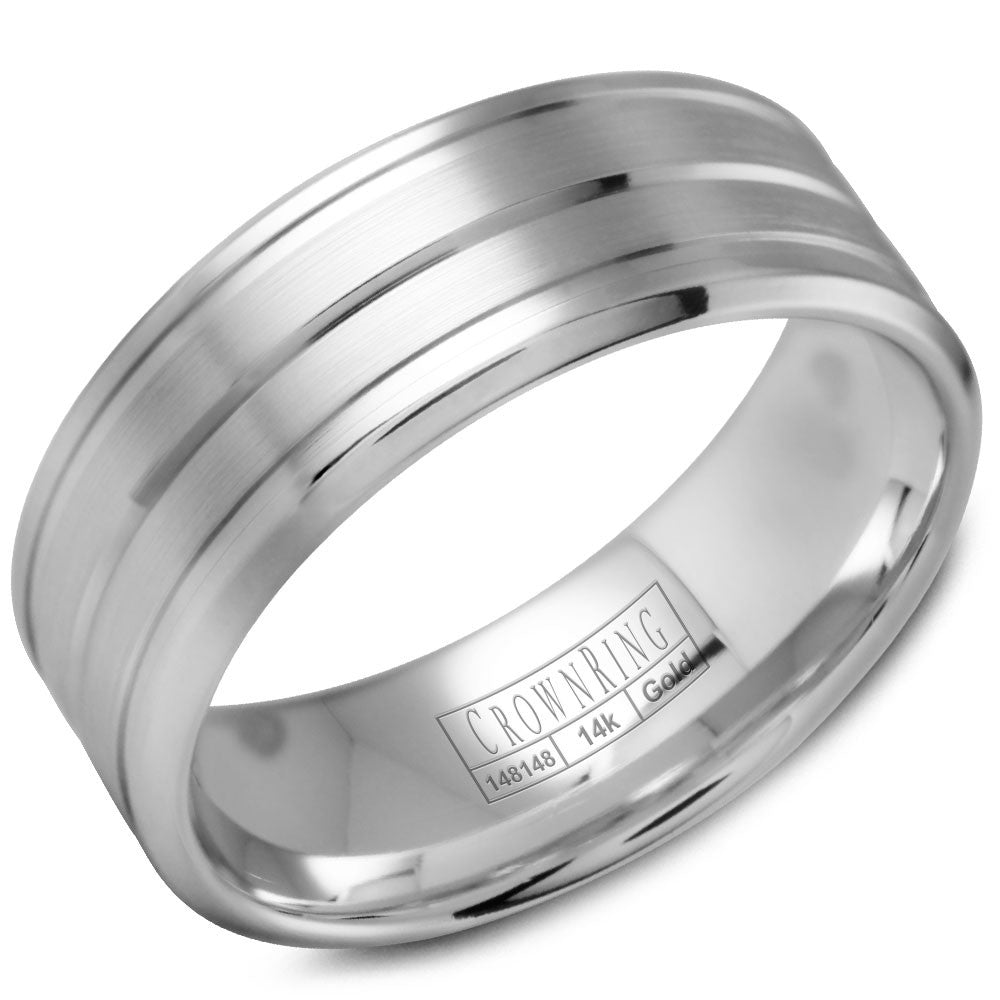 CrownRing 8MM Wedding Band with Brushed Center WB-9504
