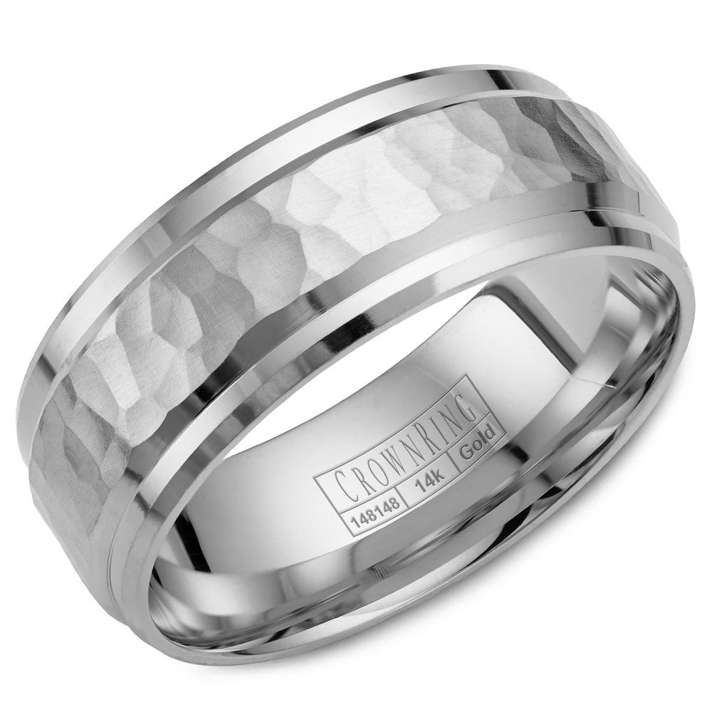 CrownRing 8MM Wedding Band with Hammered Center WB-9550