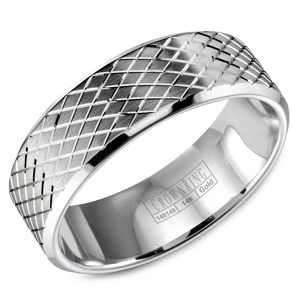 CrownRing 7MM Wedding Band with Carved Line Pattern WB-9572