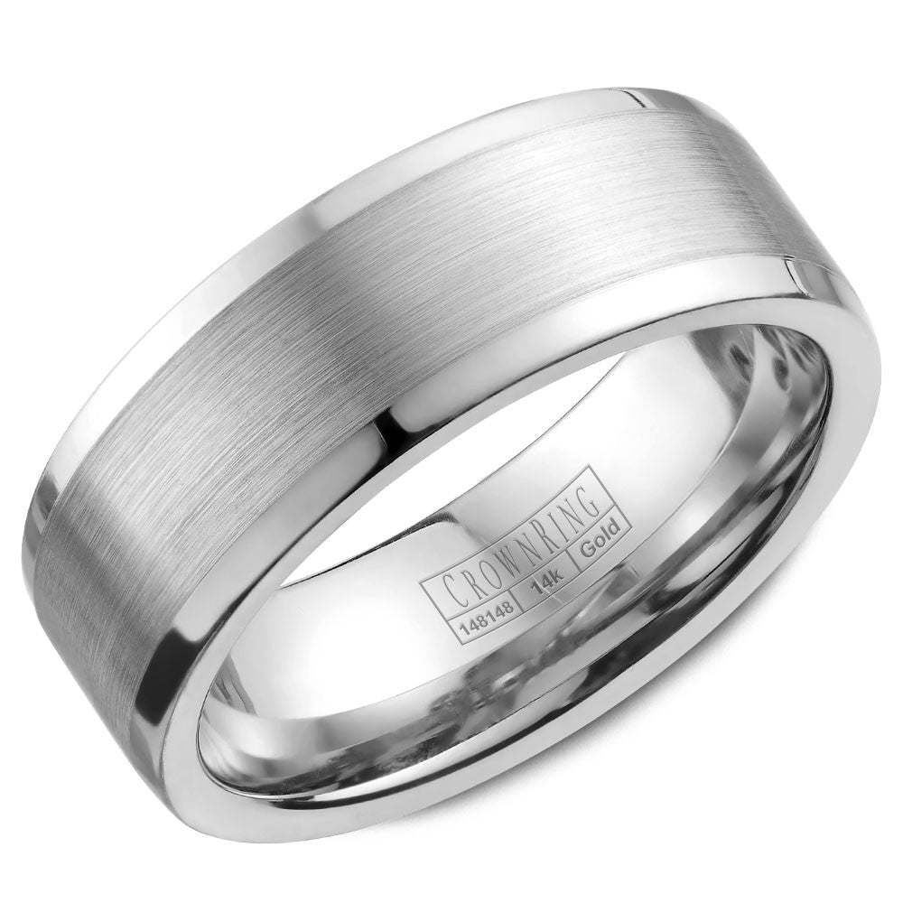 CrownRing 8MM Wedding Band with Brushed Center WB-9845